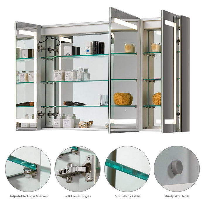 Bojano Rectangle 48" Frameless Surface-Mount/Recessed LED Lighted Bathroom Medicine Cabinet