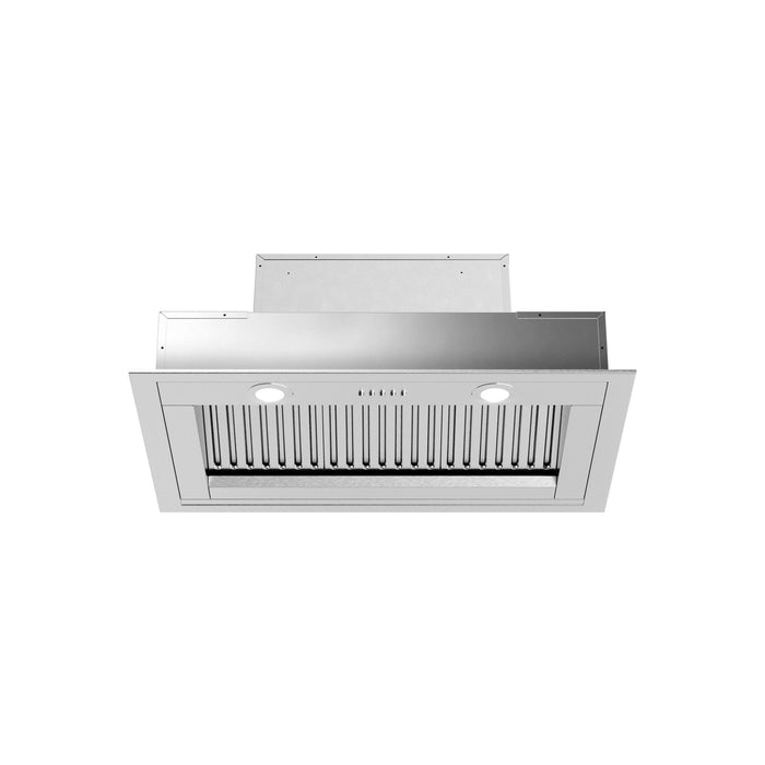 Liberta Insert Hood with 560 CFM Baffle Filters LED Lighting in Stainless Steel