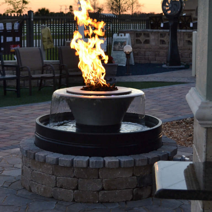 60" Round Olympian Fire & Water Fountain - Copper - 360 Spill
