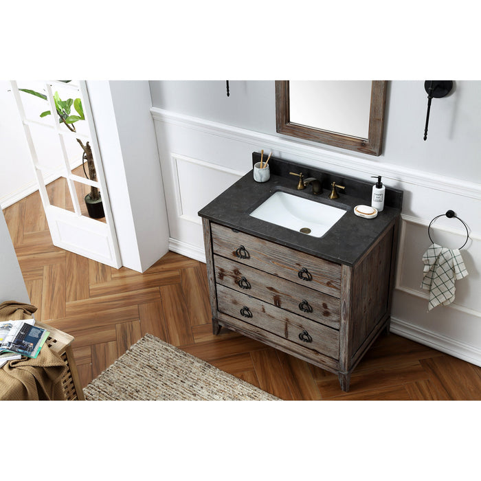 Legion Furniture WH8836 36 Inch Wood Vanity in Brown with Marble Top, No Faucet