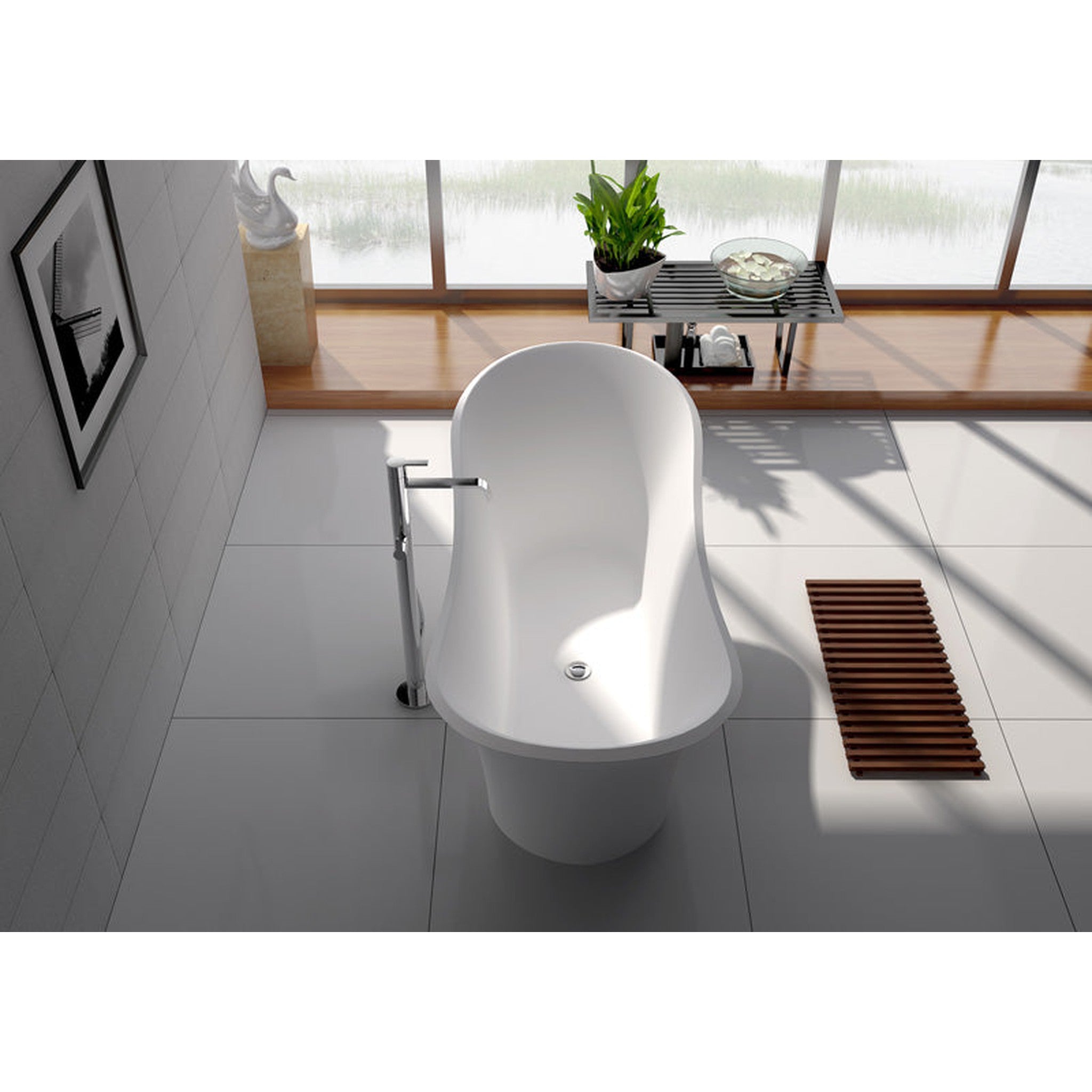 Legion Furniture 68.9" White Matt Solid Surface Tub - No Faucet