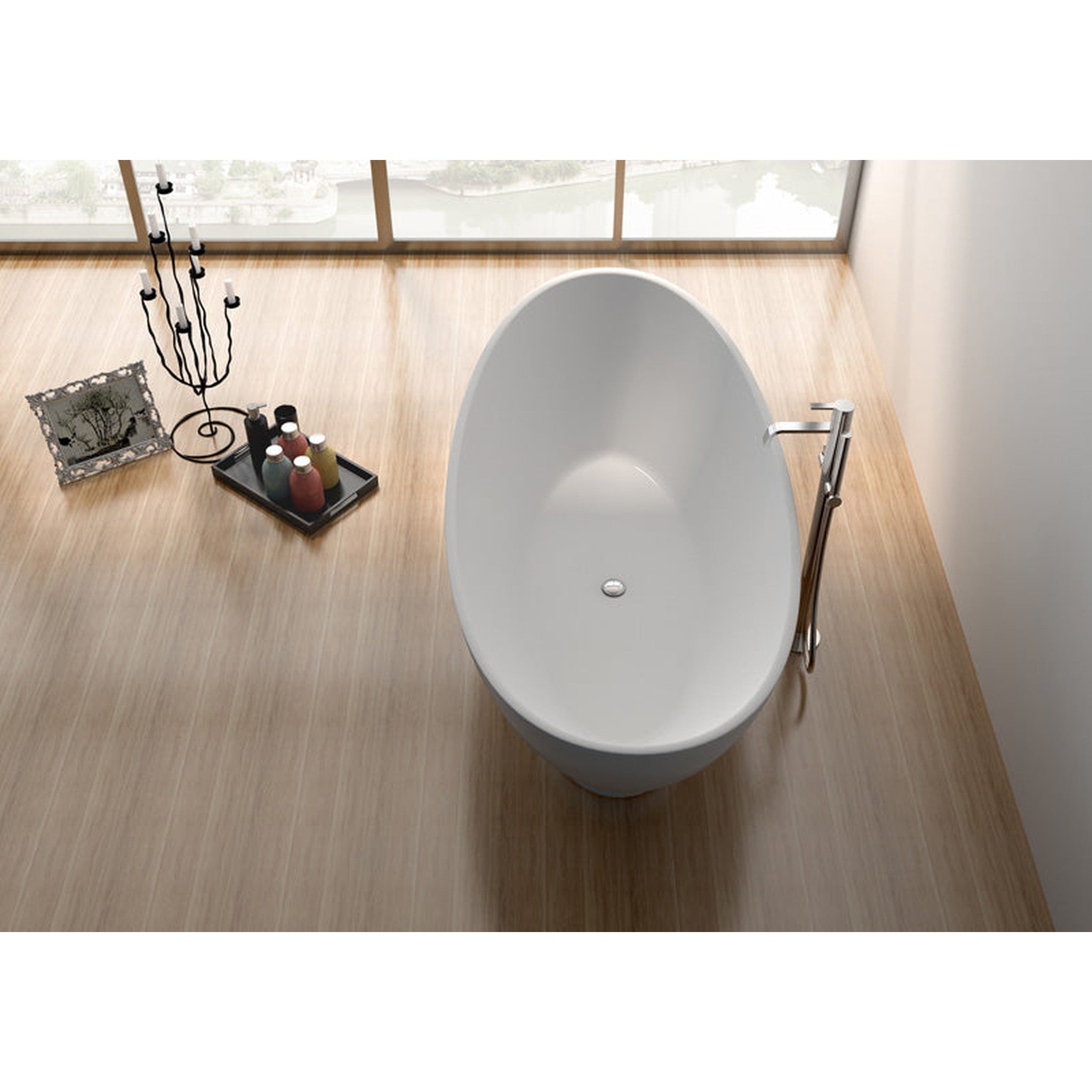 Legion Furniture 70.7" White Matt Solid Surface Tub - No Faucet