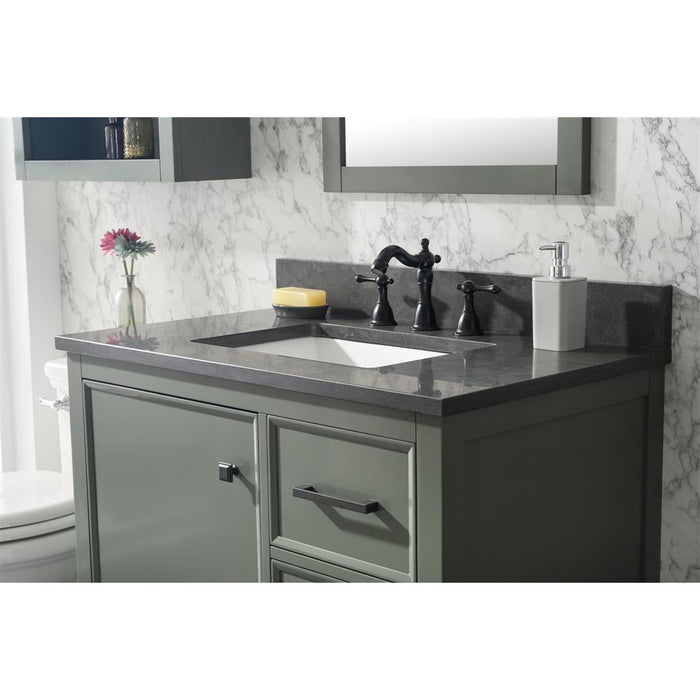 Legion Furniture WLF2136-PG 36 Inch Pewter Green Finish Sink Vanity Cabinet with Blue Lime Stone Top