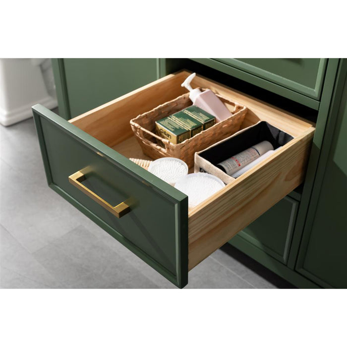 Legion Furniture 60" Vogue Green Finish Double Sink Vanity Cabinet With Carrara White Top