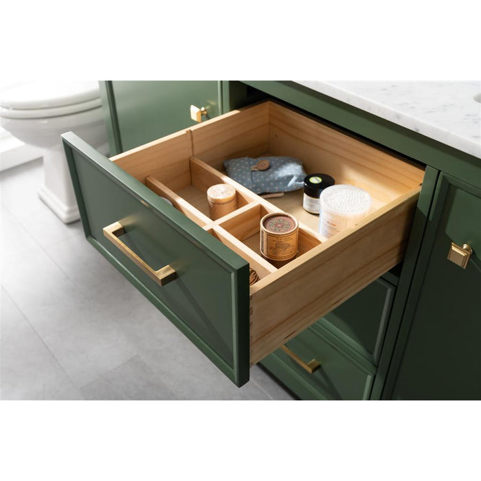 Legion Furniture 60" Vogue Green Finish Double Sink Vanity Cabinet With Carrara White Top