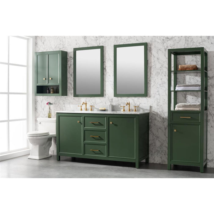 Legion Furniture 60" Vogue Green Finish Double Sink Vanity Cabinet With Carrara White Top