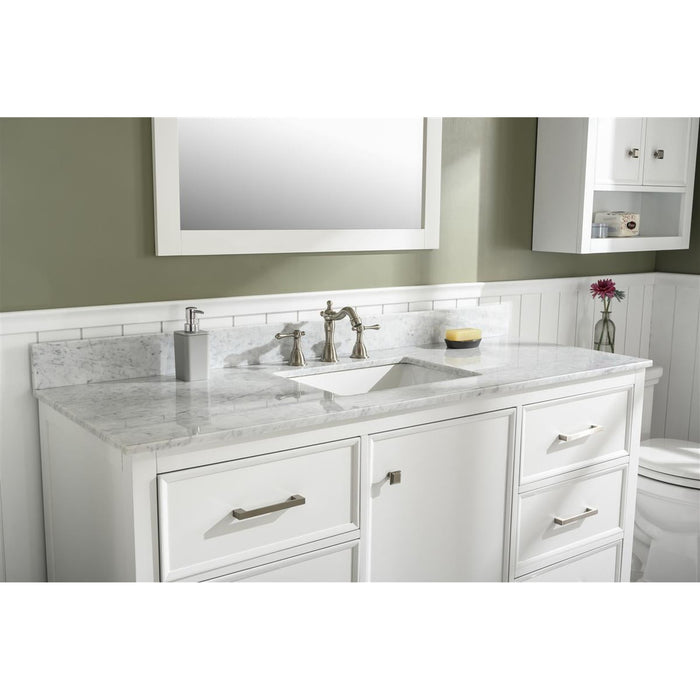 Legion Furniture 60" White Finish Single Sink Vanity Cabinet With Carrara White Top