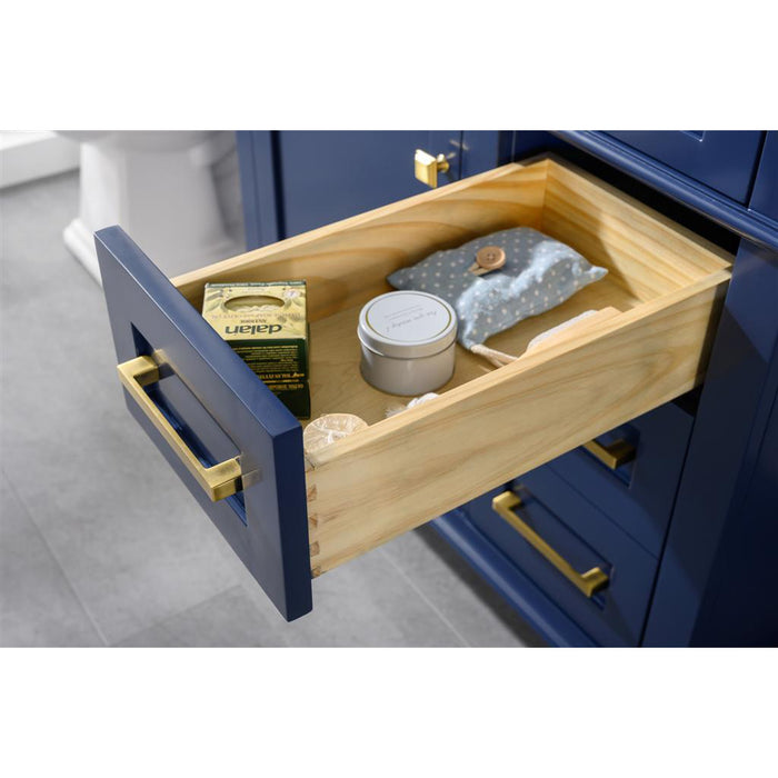 Legion Furniture WLF2236-B 36 Inch Blue Finish Sink Vanity Cabinet with Carrara White Top