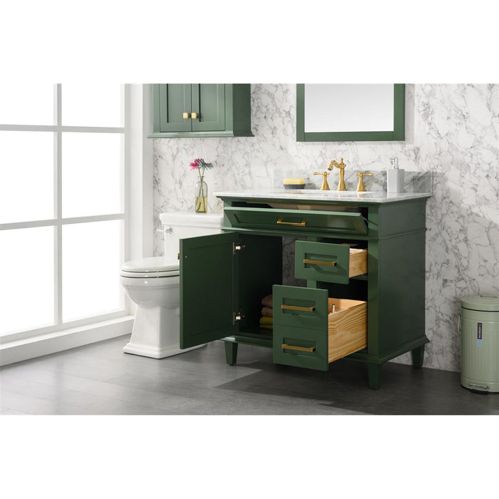 Legion Furniture WLF2236-VG 36 Inch Vogue Green Finish Sink Vanity Cabinet with Carrara White Top