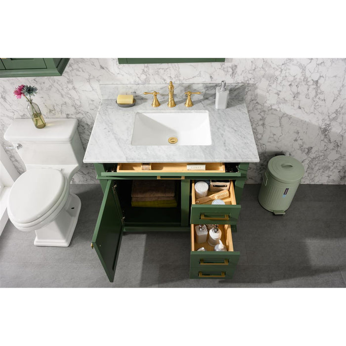 Legion Furniture WLF2236-VG 36 Inch Vogue Green Finish Sink Vanity Cabinet with Carrara White Top