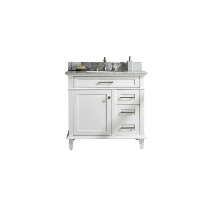 Legion Furniture WLF2236-W 36 Inch White Finish Sink Vanity Cabinet with Carrara White Top
