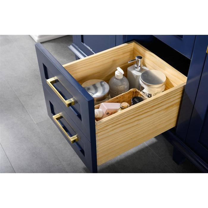 Legion Furniture 54" Blue Finish Double Sink Vanity Cabinet With Carrara White Top