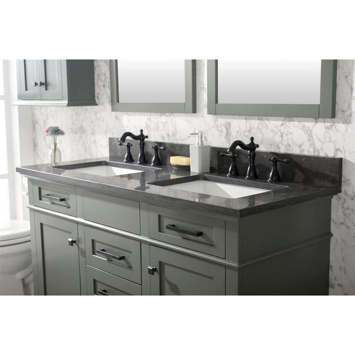 Legion Furniture 54" Pewter Green Finish Double Sink Vanity Cabinet With Blue Lime Stone Top