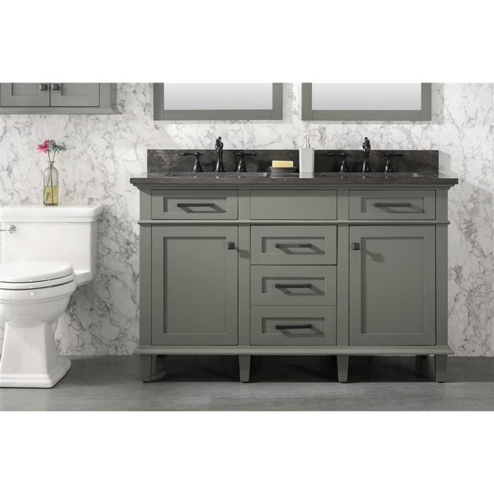 Legion Furniture 54" Pewter Green Finish Double Sink Vanity Cabinet With Blue Lime Stone Top
