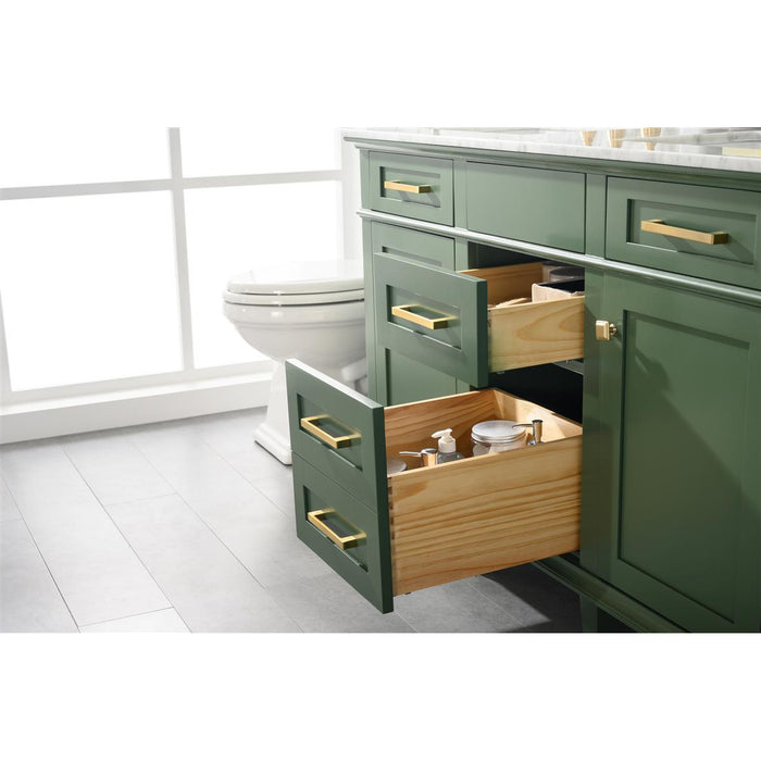 Legion Furniture 54" Vogue Green Finish Double Sink Vanity Cabinet With Carrara White Top