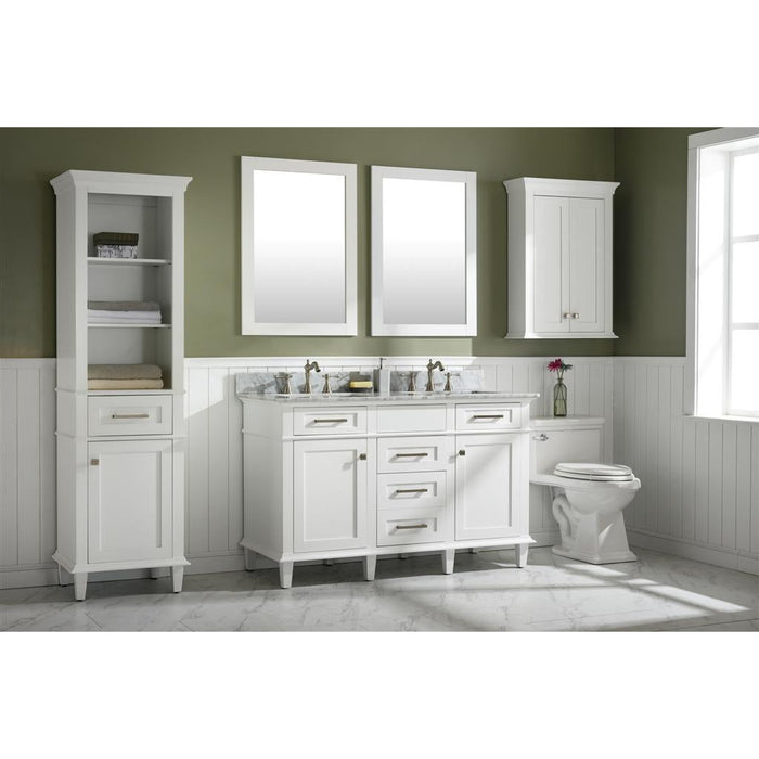 Legion Furniture 54" White Finish Double Sink Vanity Cabinet With Carrara White Top