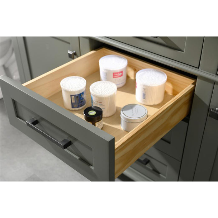 Legion Furniture 60" Pewter Green Finish Double Sink Vanity Cabinet With Blue Lime Stone Top