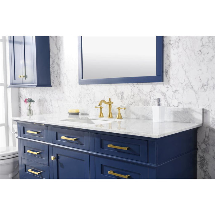 Legion Furniture 60" Blue Finish Single Sink Vanity Cabinet With Carrara White Top