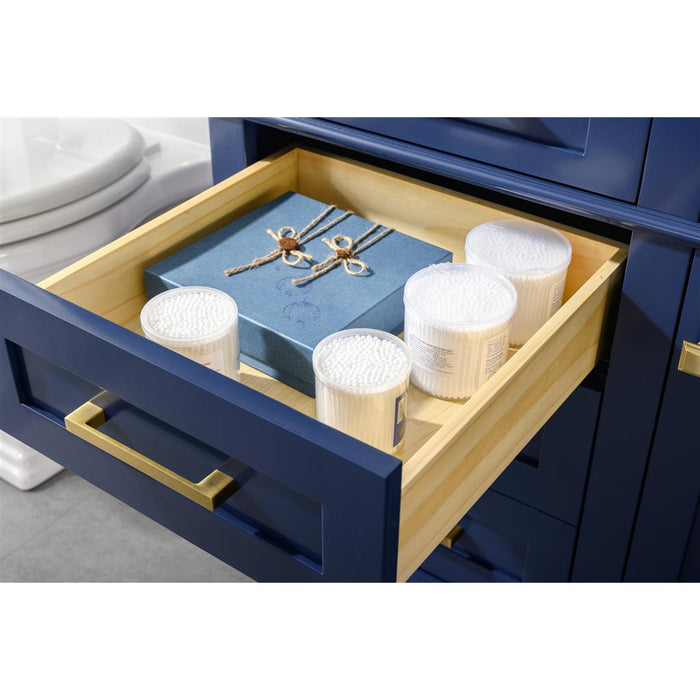Legion Furniture 60" Blue Finish Single Sink Vanity Cabinet With Carrara White Top