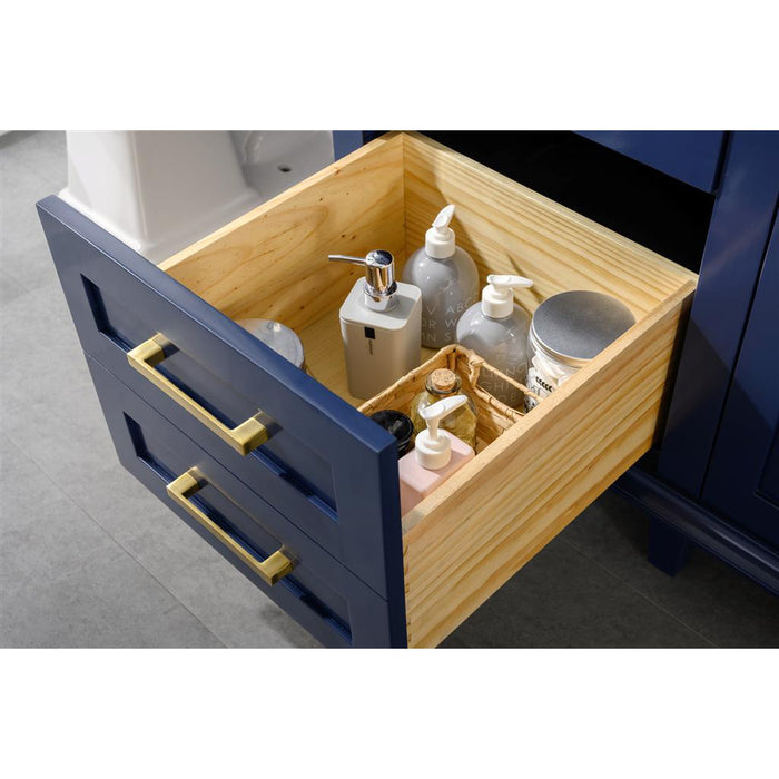Legion Furniture 60" Blue Finish Single Sink Vanity Cabinet With Carrara White Top
