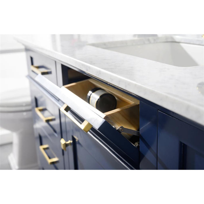 Legion Furniture 60" Blue Finish Single Sink Vanity Cabinet With Carrara White Top