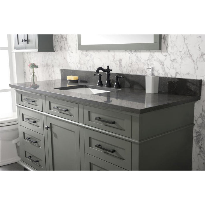 Legion Furniture 60" Pewter Green Finish Single Sink Vanity Cabinet With Blue Lime Stone Top