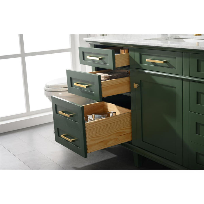 Legion Furniture 60" Vogue Green Finish Single Sink Vanity Cabinet With Carrara White Top