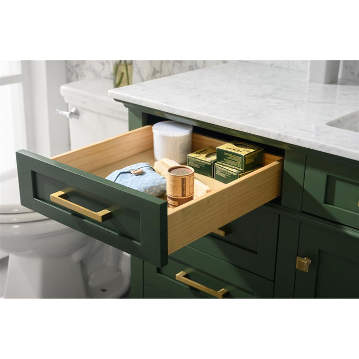 Legion Furniture 60" Vogue Green Finish Single Sink Vanity Cabinet With Carrara White Top