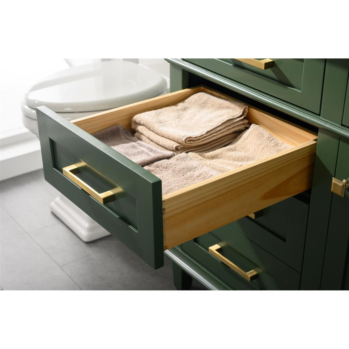 Legion Furniture 60" Vogue Green Finish Single Sink Vanity Cabinet With Carrara White Top
