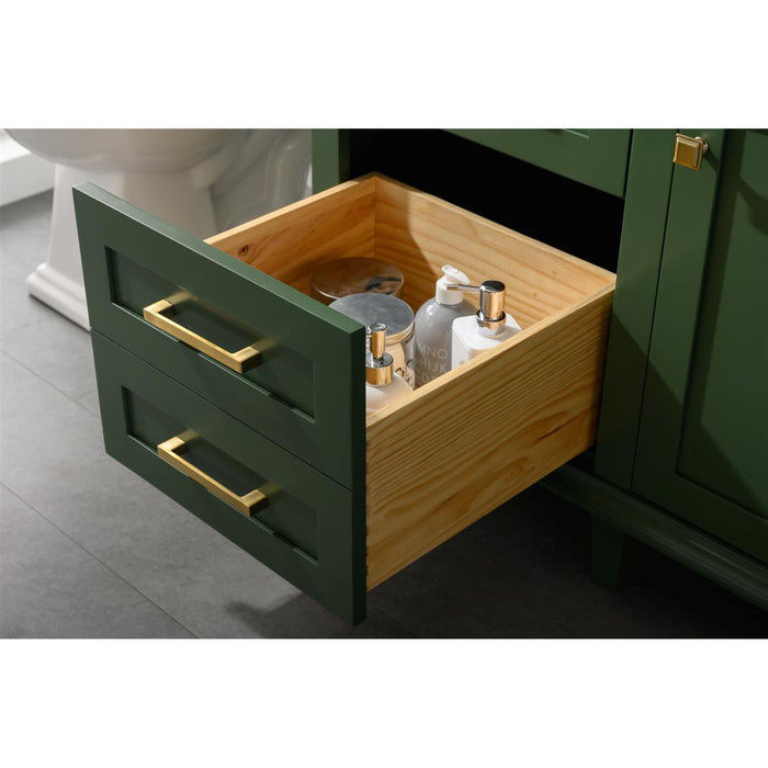 Legion Furniture 60" Vogue Green Finish Single Sink Vanity Cabinet With Carrara White Top