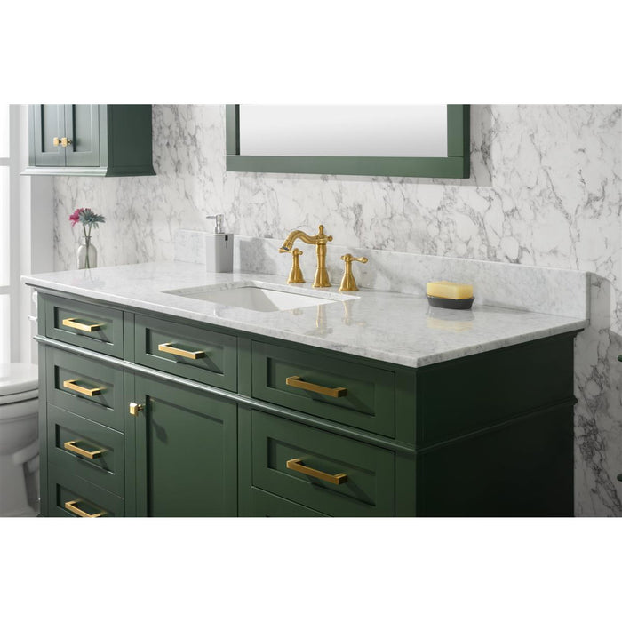 Legion Furniture 60" Vogue Green Finish Single Sink Vanity Cabinet With Carrara White Top