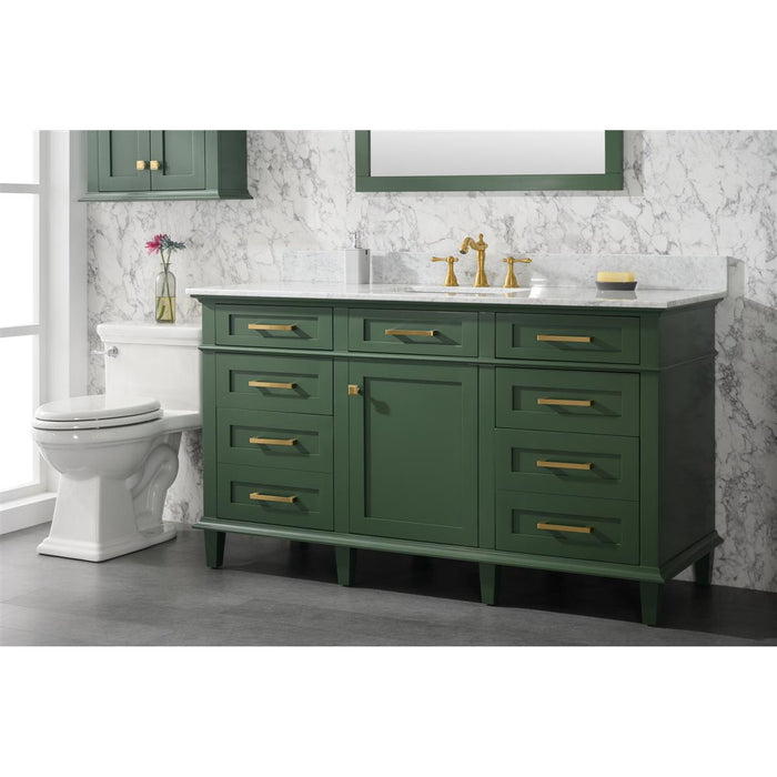 Legion Furniture 60" Vogue Green Finish Single Sink Vanity Cabinet With Carrara White Top