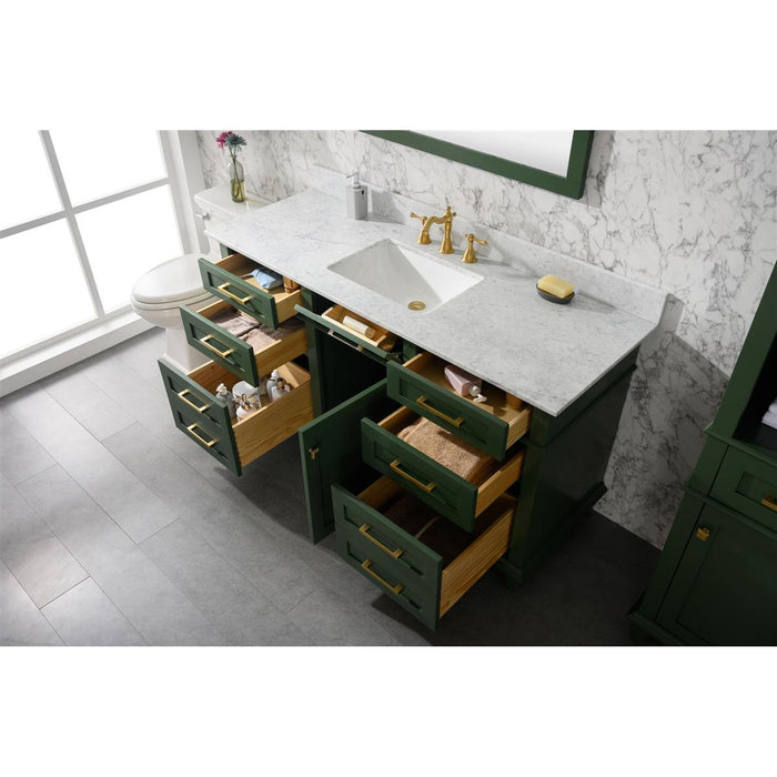 Legion Furniture 60" Vogue Green Finish Single Sink Vanity Cabinet With Carrara White Top