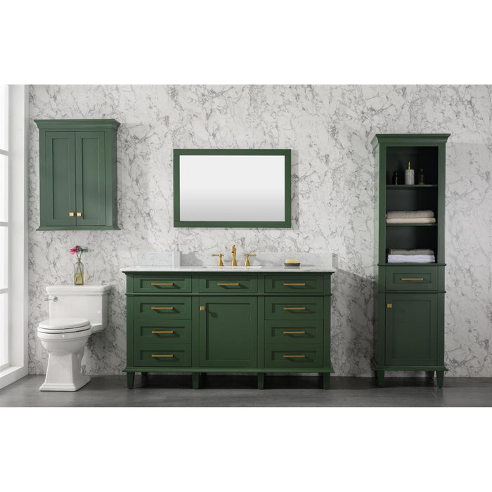 Legion Furniture 60" Vogue Green Finish Single Sink Vanity Cabinet With Carrara White Top