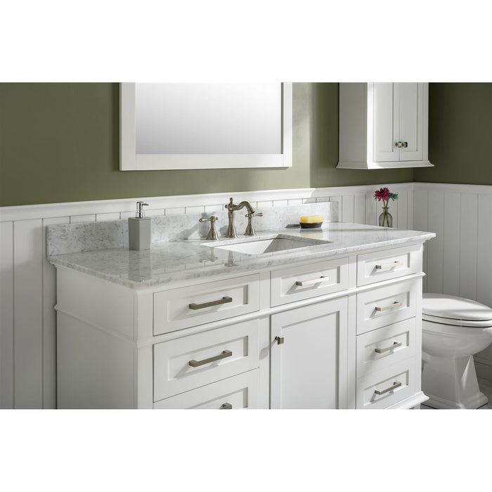 Legion Furniture 60" White Finish Single Sink Vanity Cabinet With Carrara White Top