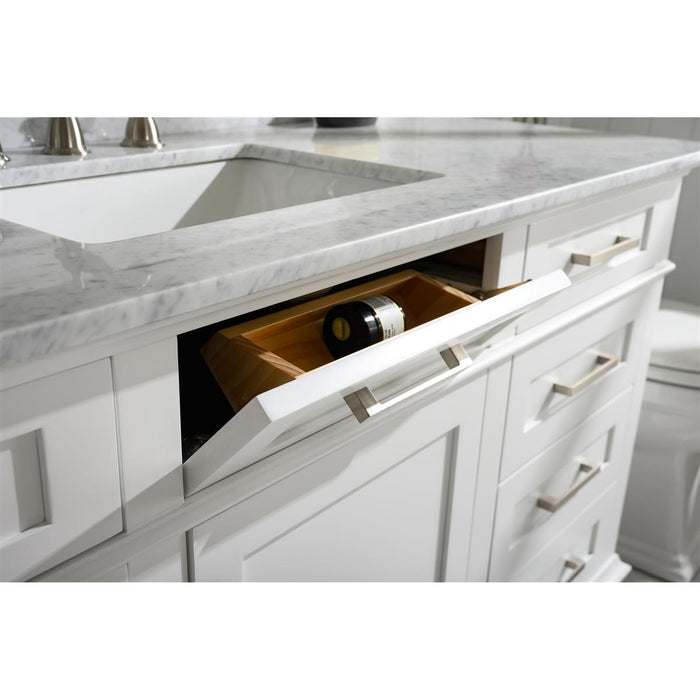 Legion Furniture 60" White Finish Single Sink Vanity Cabinet With Carrara White Top