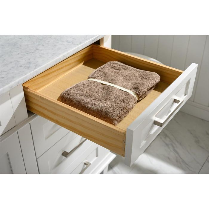 Legion Furniture 60" White Finish Single Sink Vanity Cabinet With Carrara White Top
