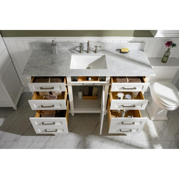 Legion Furniture 60" White Finish Single Sink Vanity Cabinet With Carrara White Top