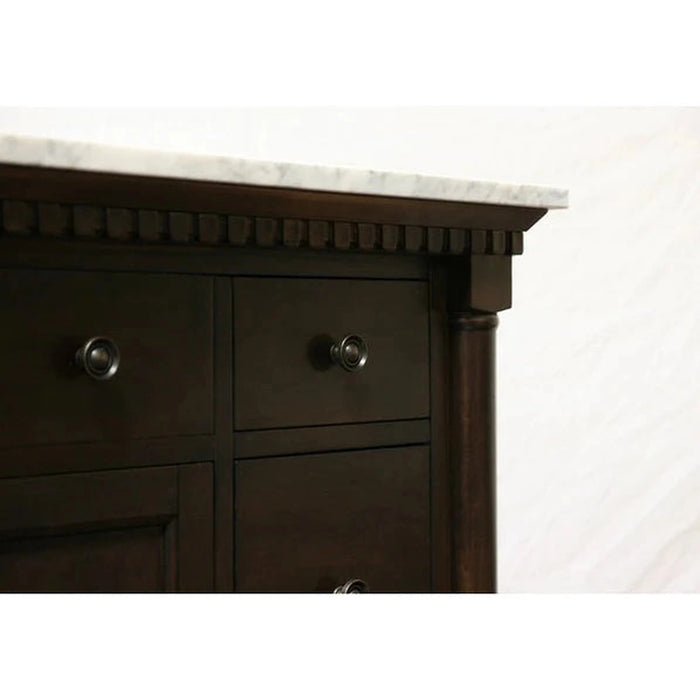 Legion Furniture WLF6036-36" 37 Inch Antique Coffee Vanity with Carrara White Top and Matching Backsplash, No Faucet