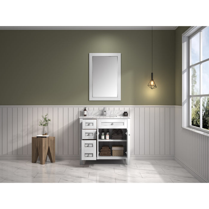 Legion Furniture 36" White Finish Sink Vanity Cabinet With Carrara White Top