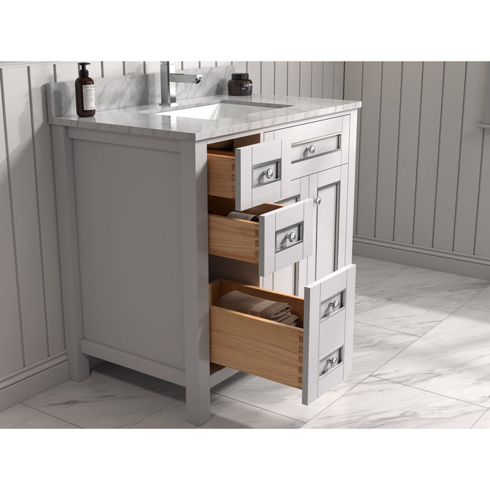 Legion Furniture 36" White Finish Sink Vanity Cabinet With Carrara White Top