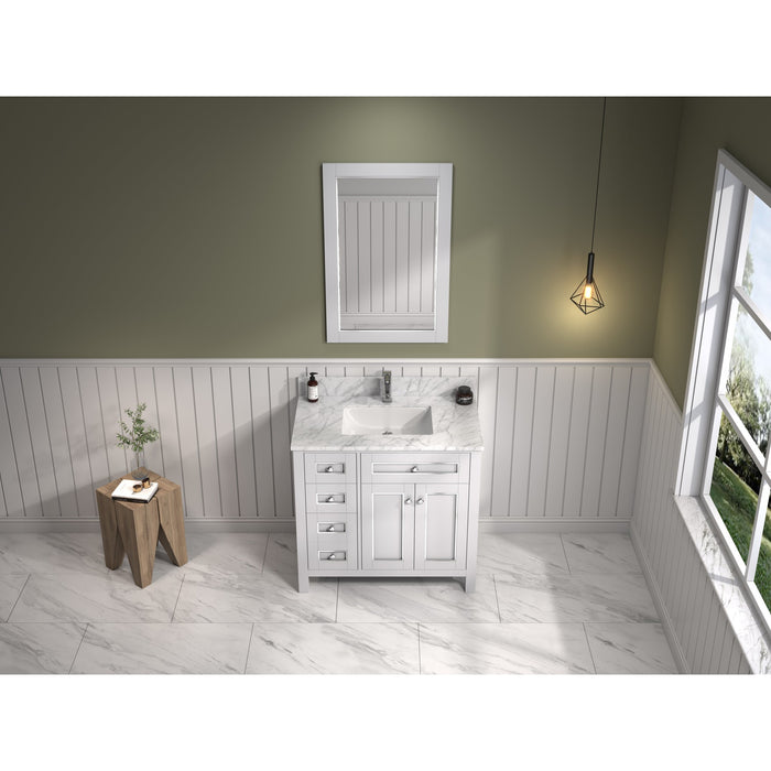 Legion Furniture 36" White Finish Sink Vanity Cabinet With Carrara White Top