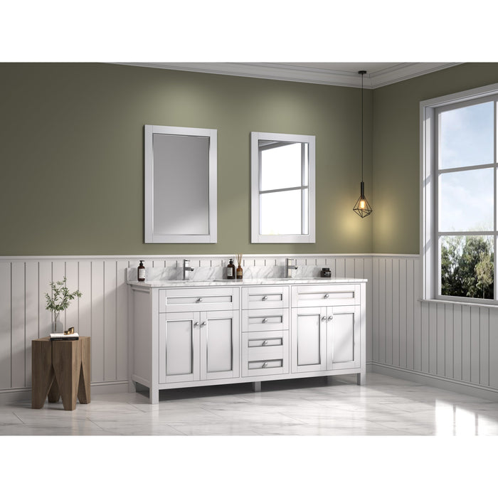 Legion Furniture 72" White Finish Sink Vanity Cabinet With Carrara White Top
