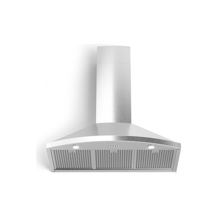 Tega Wall Mount Chimney Style Range Hood with 560 CFM 4 Fan Speeds LED Lighting Time Delay Shut Off Stainless Steel Baffle Filters in Stainless Steel