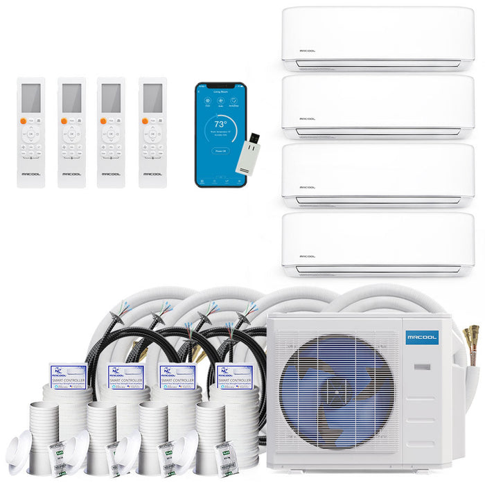 MRCOOL DIY 4th Gen 48K BTU 4-Zone Condenser with 12K+12K+12K+12K handlers and 2 x 16ft and 2 x 50ft linesets Bundle